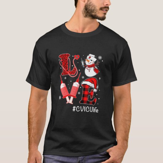 ラブCVICUナースライフ雪だるまシリンジクリスマスニュー Tシャツ (正面)