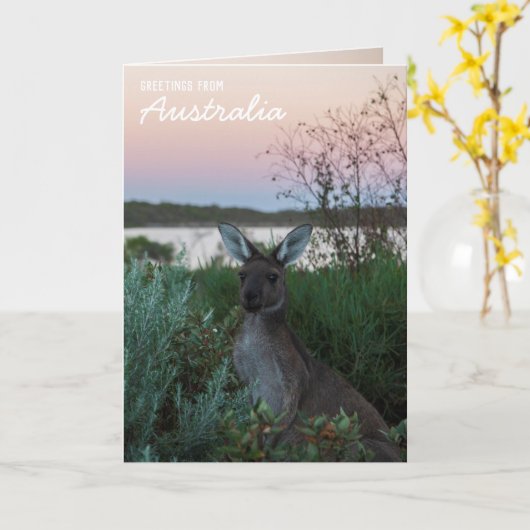 ラブfromオーストラリアカンガルーサンセットレイクカスタム カード (黄色い花)