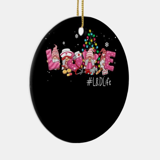 ラブLとDライフクリスマス格言ナースクリスマス労働 セラミックオーナメント (右)