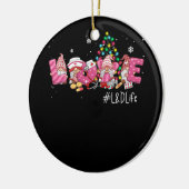 ラブLとDライフクリスマス格言ナースクリスマス労働 セラミックオーナメント (左)
