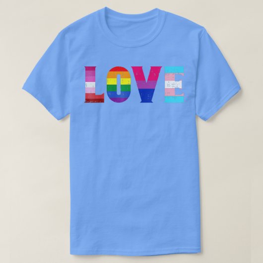 ラブLGBTプライドリーレズビアンゲイバイセクシャルトランスゲン Tシャツ (デザイン正面)