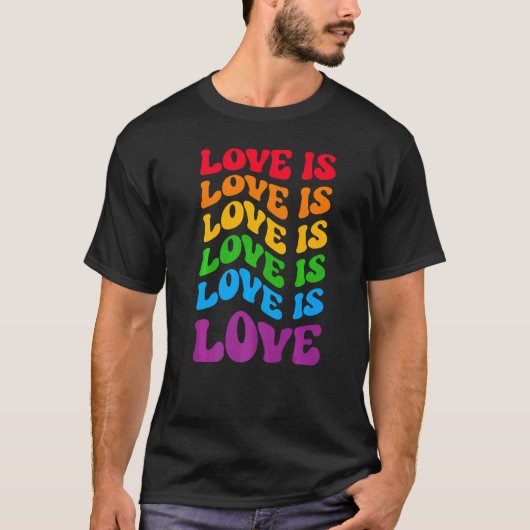 ラブlgbtqプライドレインボーグラフィックパレード行進フェスト tシャツ (正面)
