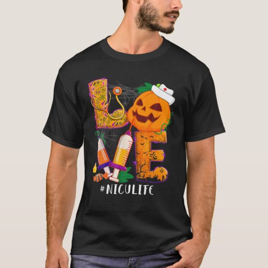 ラブNICUナースライフハロウィンコスチュームかぼちゃ Tシャツ (正面)