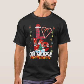 ラブOBナースサンタハットキャンディクリスマスパジャマ Tシャツ