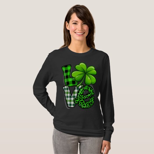 ラブSt patricks dayマッチングファミリーシャームロックグリー Tシャツ (正面フル)