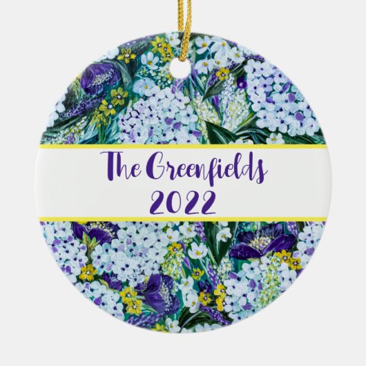 ラプソディポピー&アジサイパーソナライズされたオーナメント セラミックオーナメント (正面)