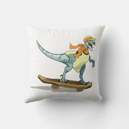 ラプターのスケートボードのイラストレーション。 クッション (裏面)