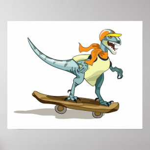 ラプターのスケートボードのイラストレーション。 ポスター