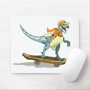 ラプターのスケートボードのイラストレーション。 マウスパッド