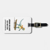 ラプターのスケートボードのイラストレーション。 ラゲッジタグ (正面横)