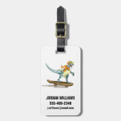 ラプターのスケートボードのイラストレーション。 ラゲッジタグ (正面縦)