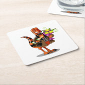 ラプターホールディングきらめくボトルのワイン&花 スクエアペーパーコースター (アングル)