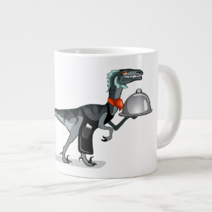 ラプター食品ウェイターのイラストレーション。 ジャンボコーヒーマグカップ