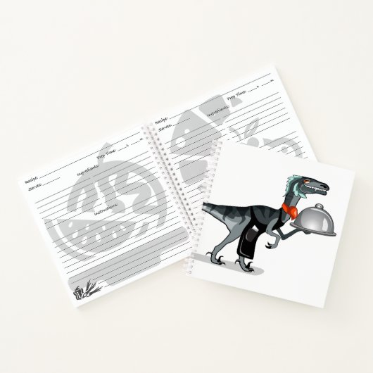 ラプター食品ウェイターのイラストレーション。 ノートブック (内部)