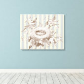ラプチファミリーオンブルーとクリームの背景 キャンバスプリント (インサイチュ (ウッドフロア))