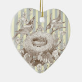 ラプチファミリーオンブルーとクリームの背景 セラミックオーナメント (右)