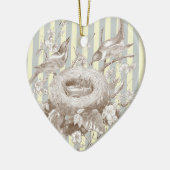 ラプチファミリーオンブルーとクリームの背景 セラミックオーナメント (左)