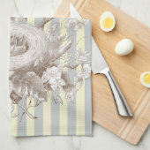 ラプチファミリーオンブルー&クリーム キッチンタオル (四つ折り)