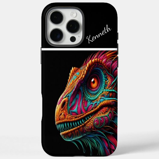 ラプトル装飾ドラゴン肖像画 Case-Mate iPhoneケース (裏面)