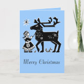 ラプランドの女の子はトナカイのクリスマスカードを握ります シーズンカード (正面)