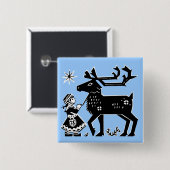 ラプランドの女の子はトナカイのバッジを握ります 缶バッジ (正面&裏面)