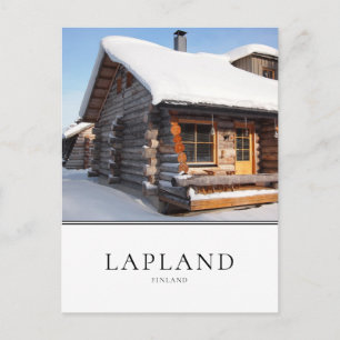 ラプランド、フィンランドの雪で覆われた丸太小屋 ポストカード