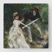 ラプロムナードルノアール印象派絵画の芸術 スクエア壁時計 (正面)