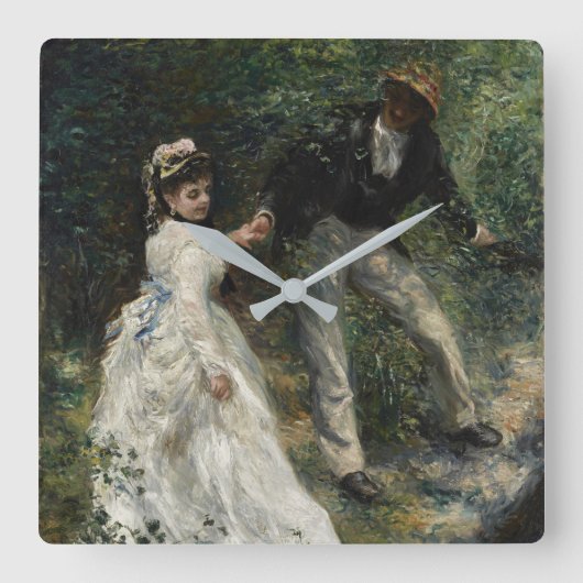 ラプロムナードルノアール印象派絵画の芸術 スクエア壁時計 (正面)