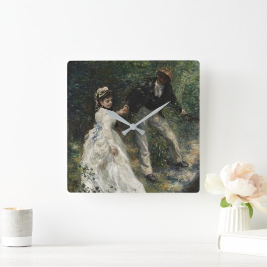 ラプロムナードルノアール印象派絵画の芸術 スクエア壁時計 (ホーム)