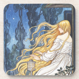 ラプンツェルの幻想的なアール・ヌーヴォー風ビンテージアート コースター