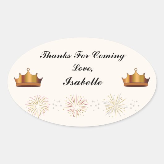 ラプンツェルパーティーサンキューステッカー 楕円形シール (正面)