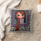 ラプンツェルビッグアイズガールドール可愛いレッドヘッドブルーバード クッション (ブランケット)