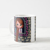 ラプンツェルビッグアイズガールドール可愛いレッドヘッドブルーバード コーヒーマグカップ (正面左)