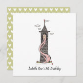 ラプンツェルプリンセスライトスキントーンパーティの招待状 (正面/裏面)