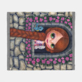 ラプンツェル·ビッグアイズ·ガール·ドールかわいい赤毛のブルーバード フリースブランケット (正面(横))