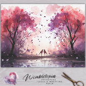 ラベお洒落バードと水の色の木のデコページ 薄葉紙