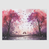 ラベお洒落バードと水の色の木のデコページ 薄葉紙 (正面)