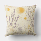 ラベお洒落ンダーと黄色のフローラルパターン クッション (裏面)