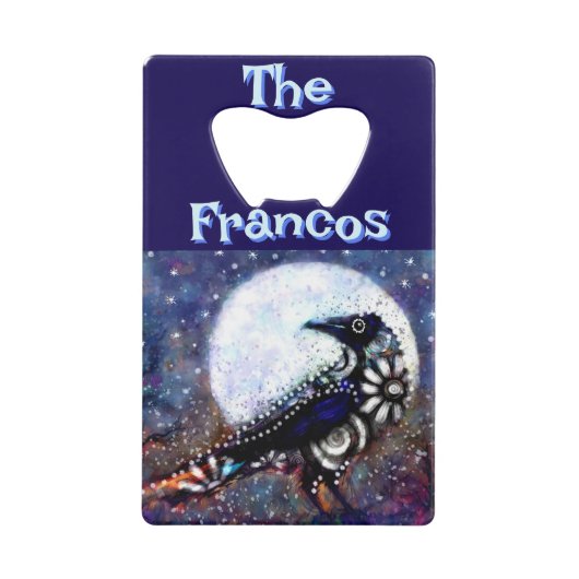 ラベお洒落ンムーンフローラパーソナライズされた クレジットカード栓抜き (正面)