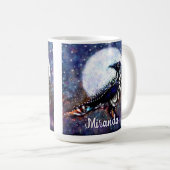 ラベお洒落ンムーンフローラ抽象芸術パーソナライズされた コーヒーマグカップ (正面右)