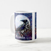 ラベお洒落ンムーンフローラ抽象芸術パーソナライズされた コーヒーマグカップ (正面左)