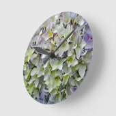 ラベかわいらしンアジサイ花写真 ラウンド壁時計 (傾斜)