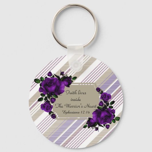 ラベかわいらしンストライプのダーフローラキーチェーン キーホルダー (正面)