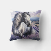 ラベかわいらしンダーに立つ灰色の馬 クッション (裏面)