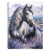 ラベかわいらしンダーに立つ灰色の馬 ノートブック (正面)