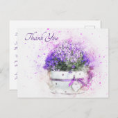 ラベかわいらしンダーの水彩花ありがとう ポストカード (正面/裏面)