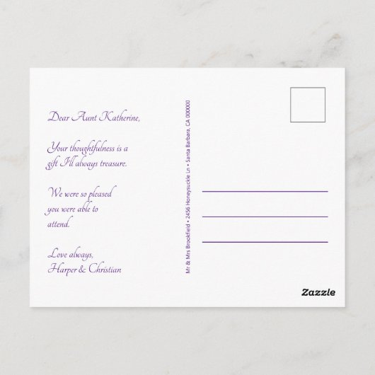 ラベかわいらしンダーの水彩花ありがとう ポストカード (裏面)