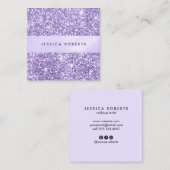 ラベかわいらしンダーパープルグリッターパタエレガントーン スクエア名刺 (正面/裏面)