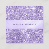ラベかわいらしンダーパープルグリッターパタエレガントーン スクエア名刺 (正面)