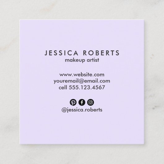 ラベかわいらしンダーパープルグリッターパタエレガントーン スクエア名刺 (裏面)